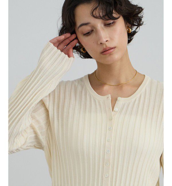 SALON adam et rope'「ワイドリブスキッパークルーネックカーディガン」|カーディガン|