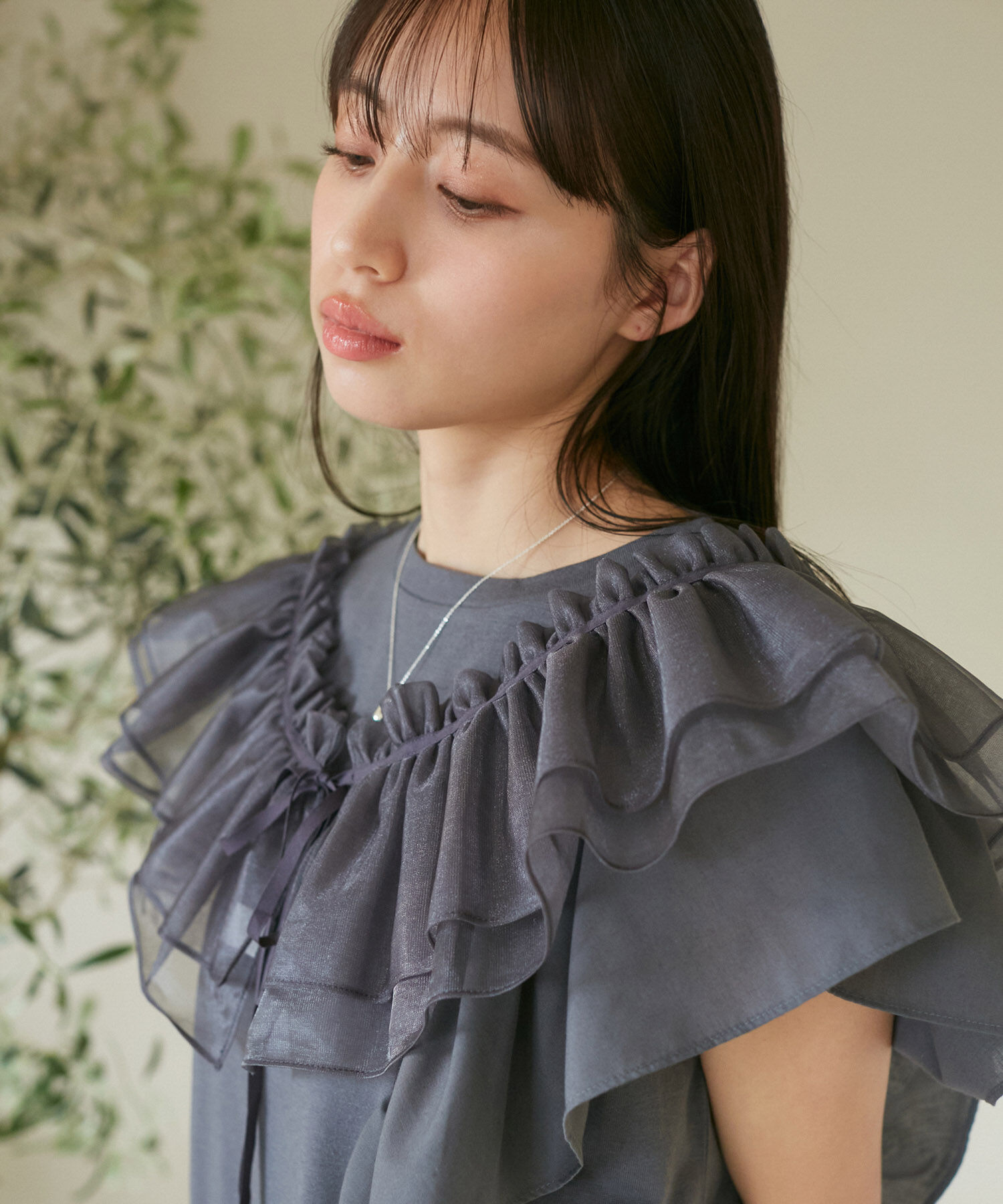 VIS「【SET】サッシュ付きフリルドッキングプルオーバー」|Tシャツ・カットソー|