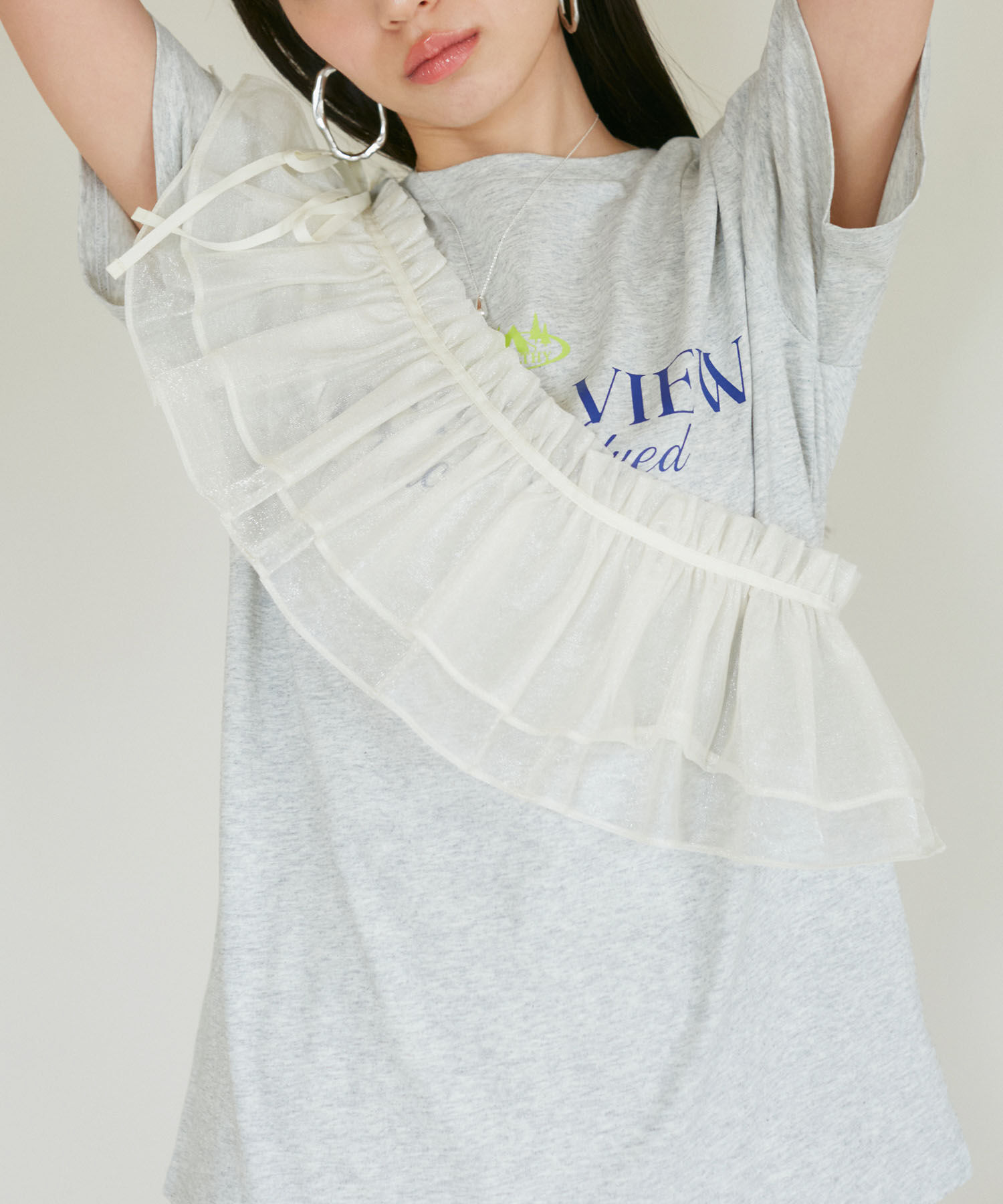 VIS「【SET】サッシュ付きフリルドッキングプルオーバー」|Tシャツ・カットソー|