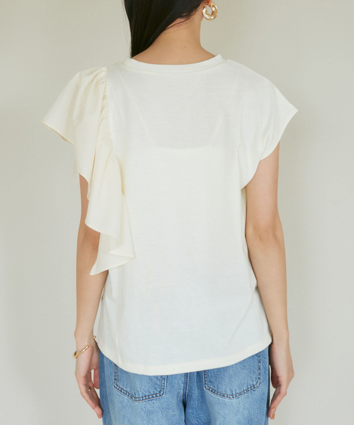 VIS「【SET】サッシュ付きフリルドッキングプルオーバー」|Tシャツ・カットソー|