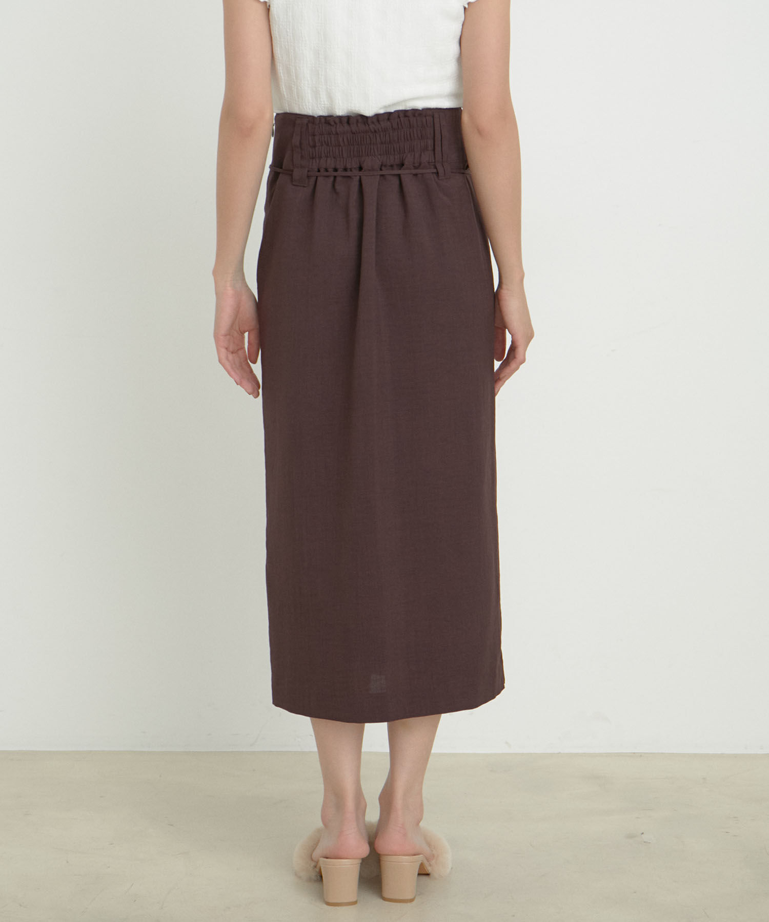 VIS「【接触冷感・洗える】美easyリネンライクベルト付き Iラインスカート」|スカート|