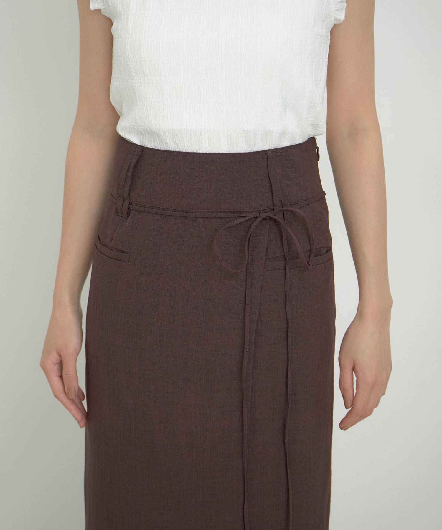 VIS「【接触冷感・洗える】美easyリネンライクベルト付き Iラインスカート」|スカート|