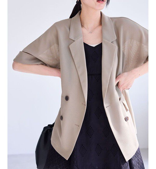 VIS「【洗える】メッシュドルマンサマージャケット」|テーラードジャケット|