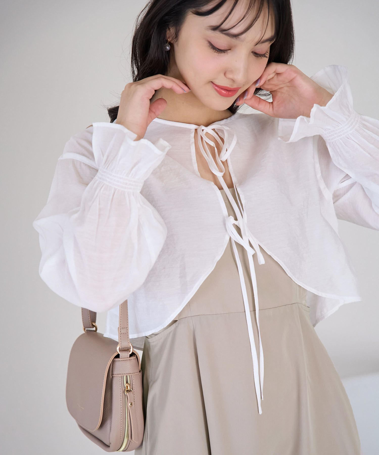 Rope&rsquo;Picnic「シアーブラウスキャミワンピース」|ワンピース|ベージュ系(28)