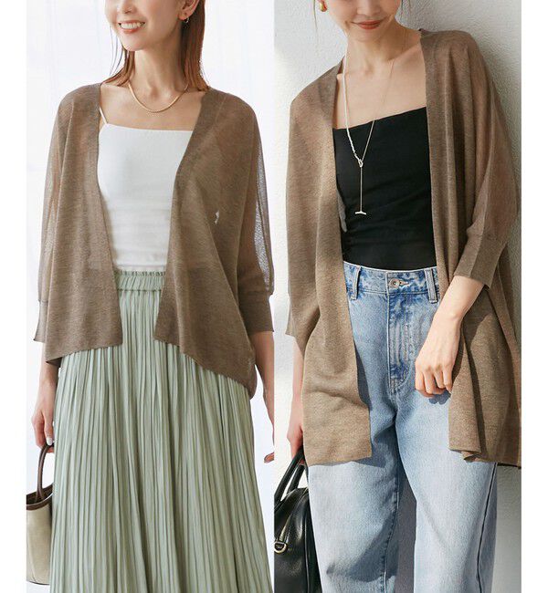 Rope&rsquo;Picnic「【新色追加】LEVITAシアーニットリラックスカーディガン」|カーディガン|メタリック系(97)