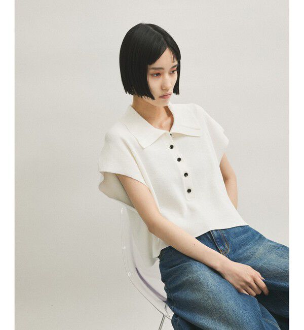 ADAM ET ROPE'「【WEB限定】・【サステナブル】ニットポロTEE」|ポロシャツ|
