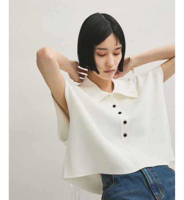 ADAM ET ROPE'「【WEB限定】・【サステナブル】ニットポロTEE」|ポロシャツ|