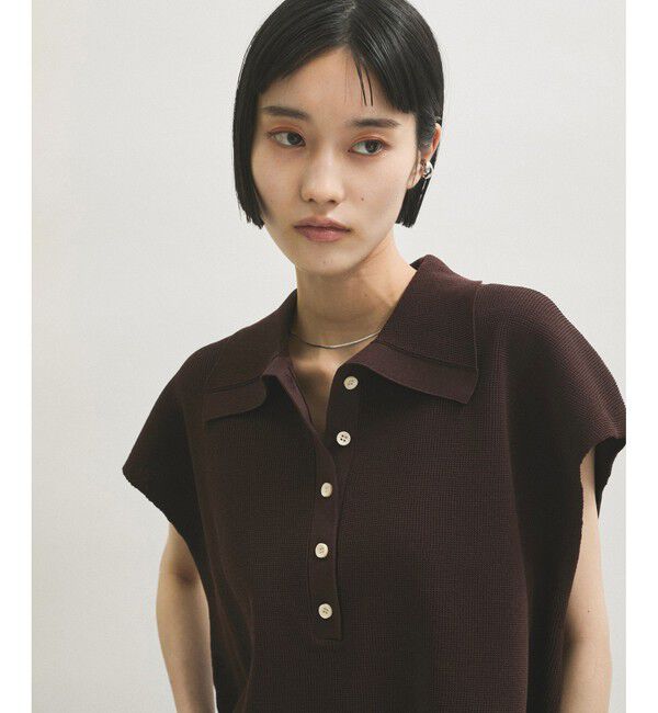 ADAM ET ROPE'「【WEB限定】・【サステナブル】ニットポロTEE」|ポロシャツ|ブラウン(20)