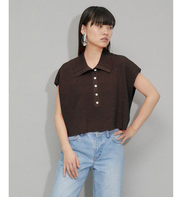 ADAM ET ROPE'「【WEB限定】・【サステナブル】ニットポロTEE」|ポロシャツ|