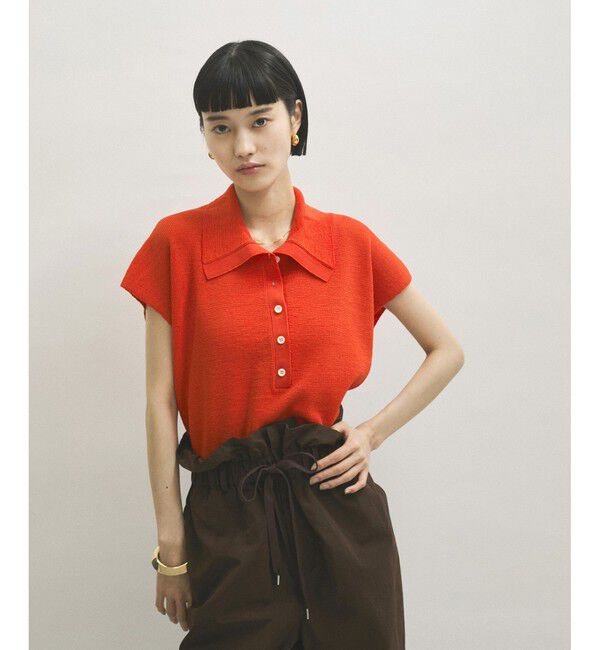 ADAM ET ROPE'「【WEB限定】・【サステナブル】ニットポロTEE」|ポロシャツ|