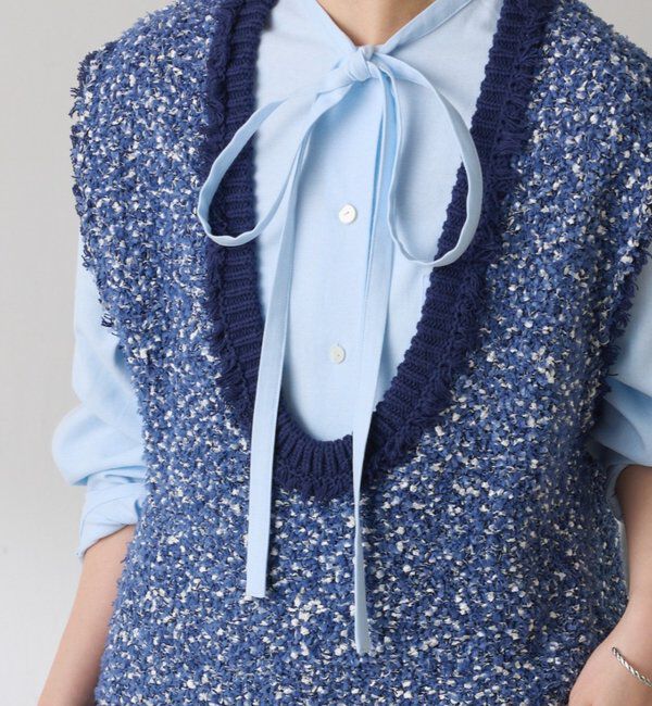  「ナローボウタイオーバーシャツ」|シャツ・ブラウス|ブルー