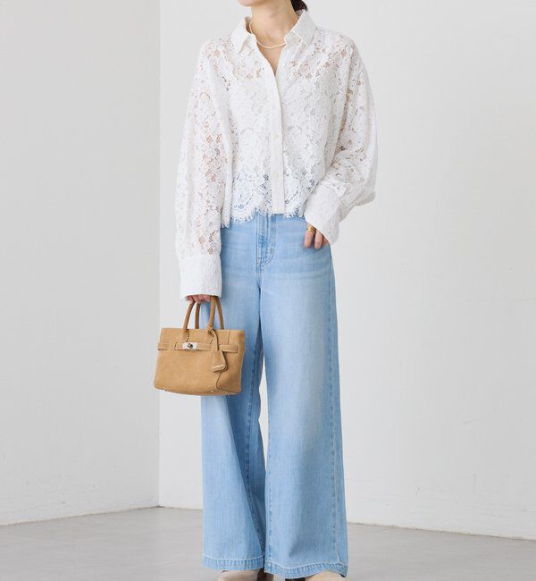 「予約【女性らしい抜け感】レースクロップドシャツ」|シャツ・ブラウス|