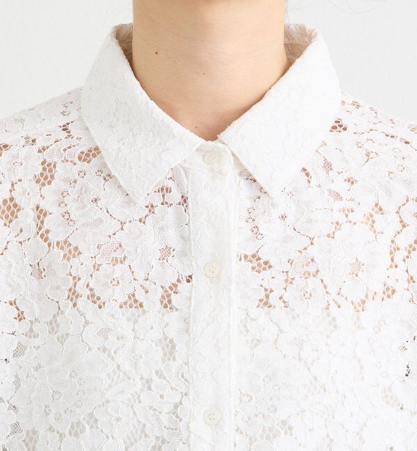  「予約【女性らしい抜け感】レースクロップドシャツ」|シャツ・ブラウス|