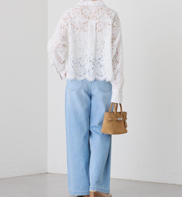  「予約【女性らしい抜け感】レースクロップドシャツ」|シャツ・ブラウス|