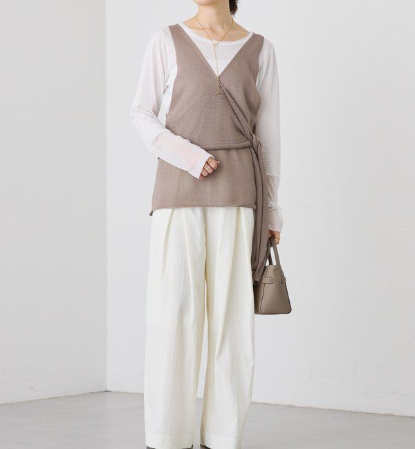  「予約【美シルエット】クロスタックワイドパンツ」|チノ|