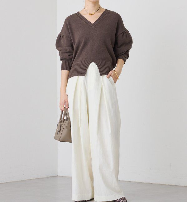  「予約【美シルエット】クロスタックワイドパンツ」|チノ|