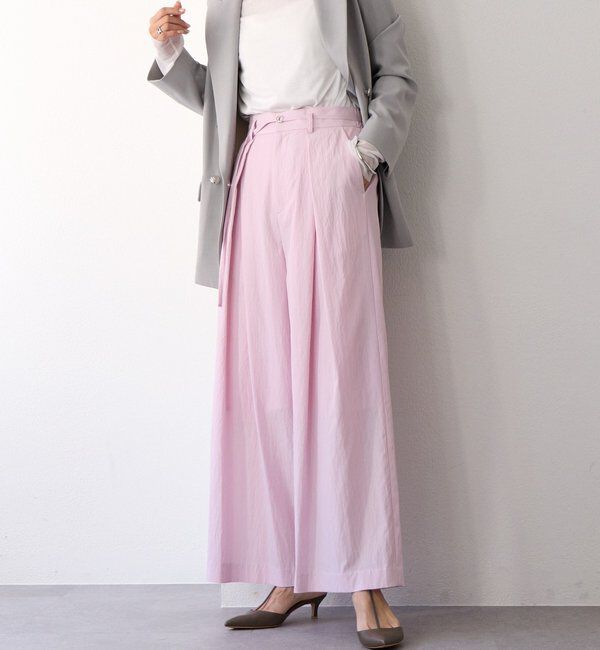  「予約【美シルエット】クロスタックワイドパンツ」|チノ|