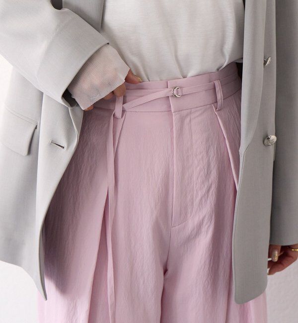  「予約【美シルエット】クロスタックワイドパンツ」|チノ|