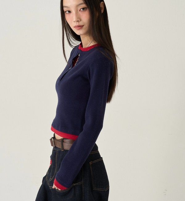  「【WEB限定カラーあり】LAYERED HENLEY KINT」|ニット・セーター|