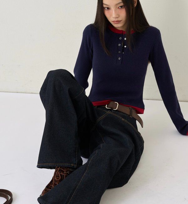  「【WEB限定カラーあり】LAYERED HENLEY KINT」|ニット・セーター|