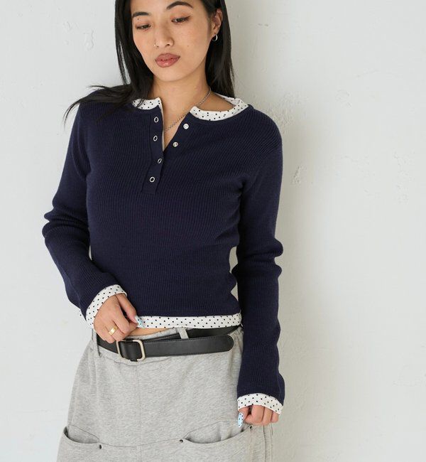  「【WEB限定カラーあり】LAYERED HENLEY KINT」|ニット・セーター|