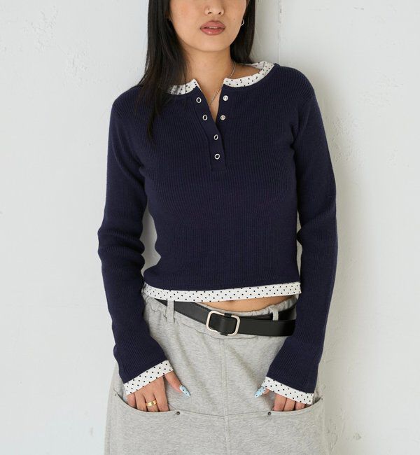  「【WEB限定カラーあり】LAYERED HENLEY KINT」|ニット・セーター|