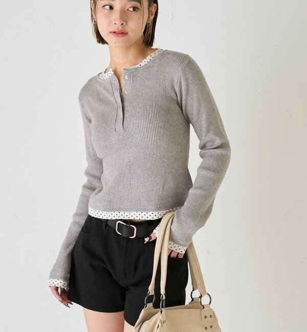  「【WEB限定カラーあり】LAYERED HENLEY KINT」|ニット・セーター|