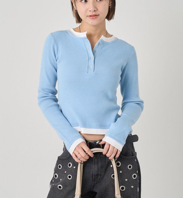  「【WEB限定カラーあり】LAYERED HENLEY KINT」|ニット・セーター|
