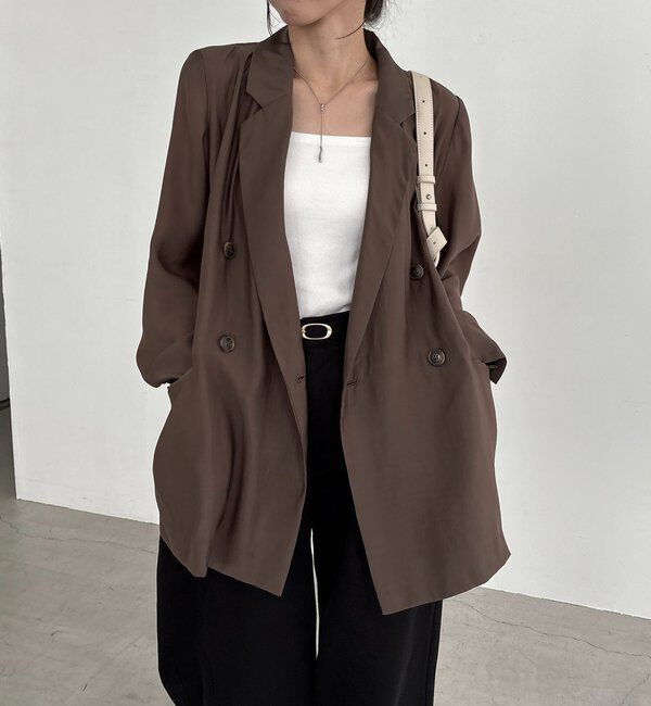  「【全骨格細見え/オフィスコーデにも◎】ライトテーラージャケット」|テーラードジャケット|ブラウン