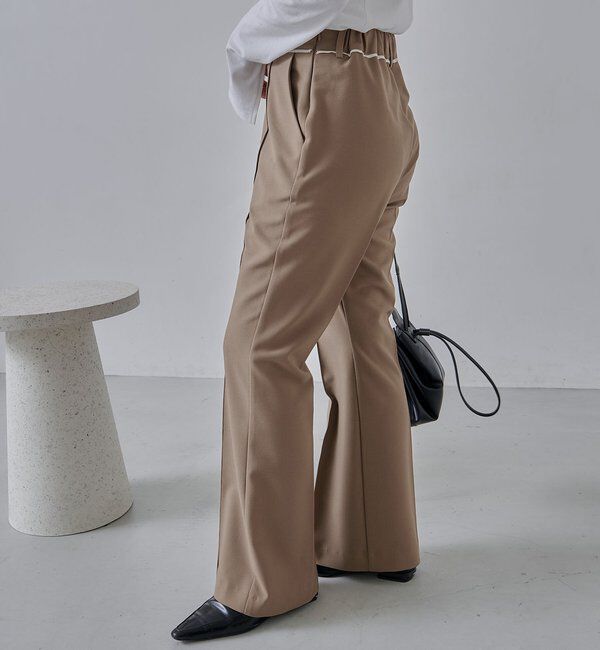  「【低身長サイズあり】ピンタックフレアパンツ」|チノ|