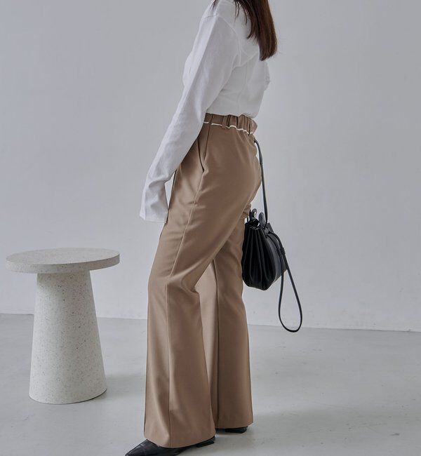 「【低身長サイズあり】ピンタックフレアパンツ」|チノ|