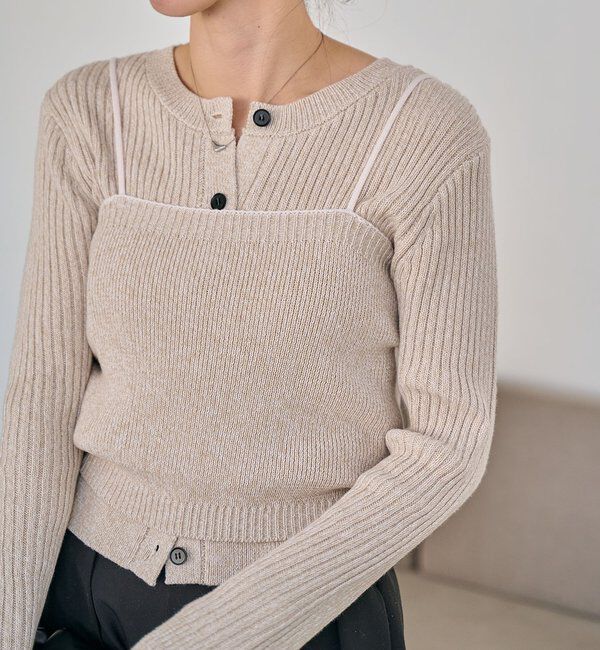  「メランジキャミSETカーディガン」|カーディガン|ベージュ