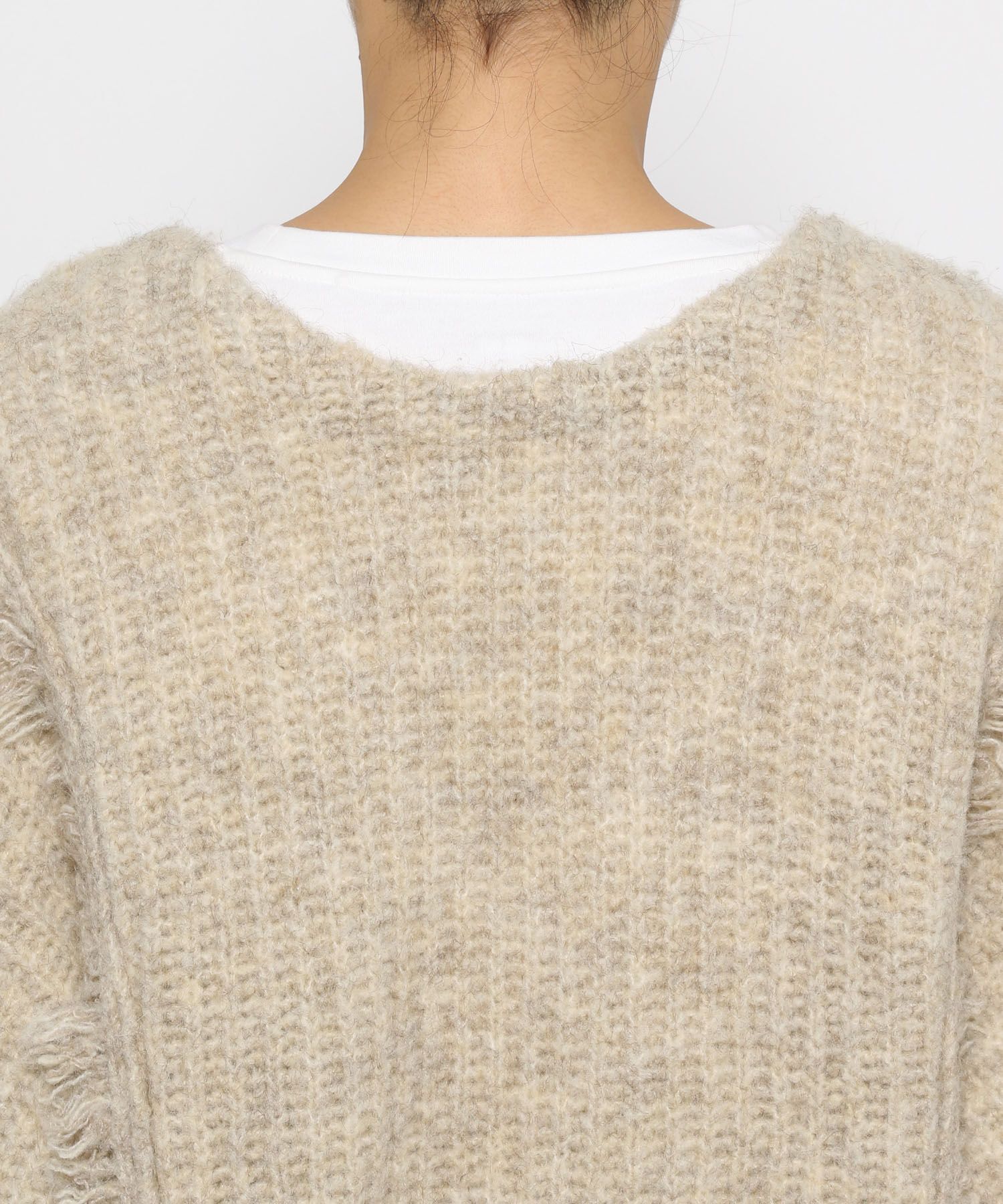 LOWRYS FARM「2WAYフリンジメランジLS」|ニット・セーター|