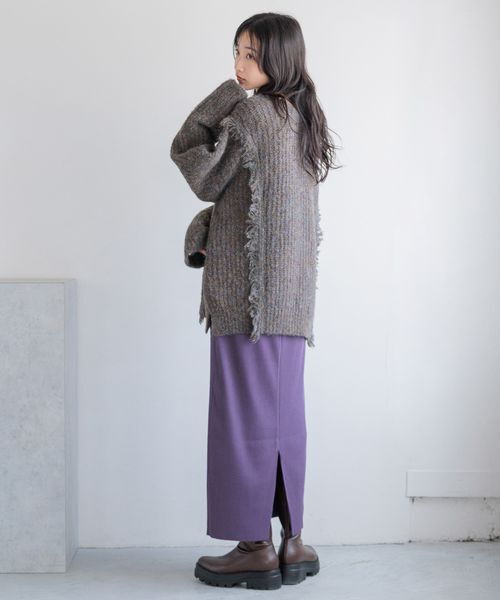 LOWRYS FARM「2WAYフリンジメランジLS」|ニット・セーター|