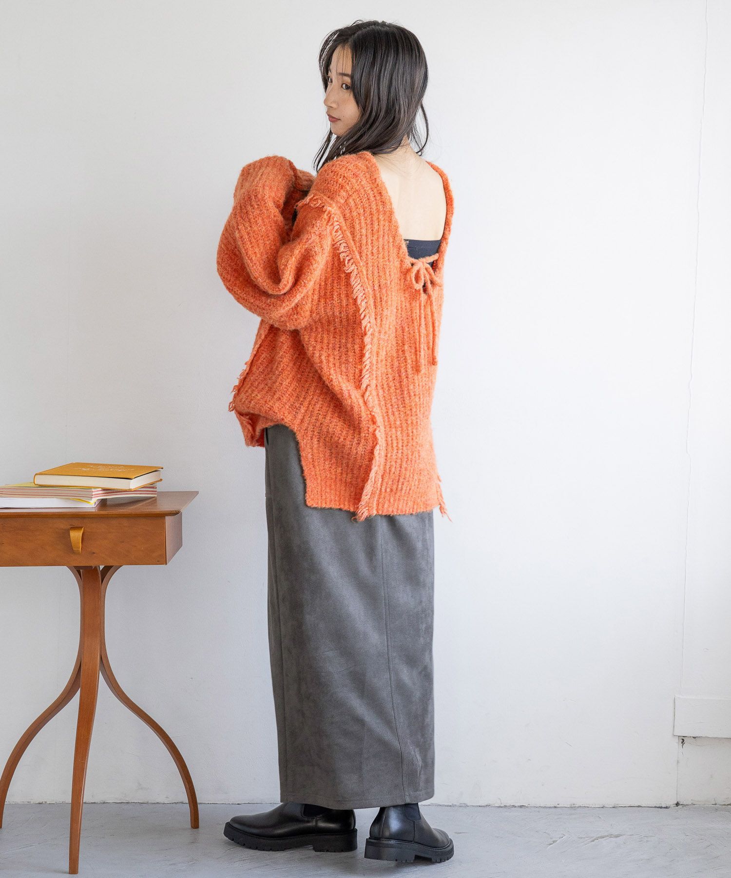 LOWRYS FARM「2WAYフリンジメランジLS」|ニット・セーター|