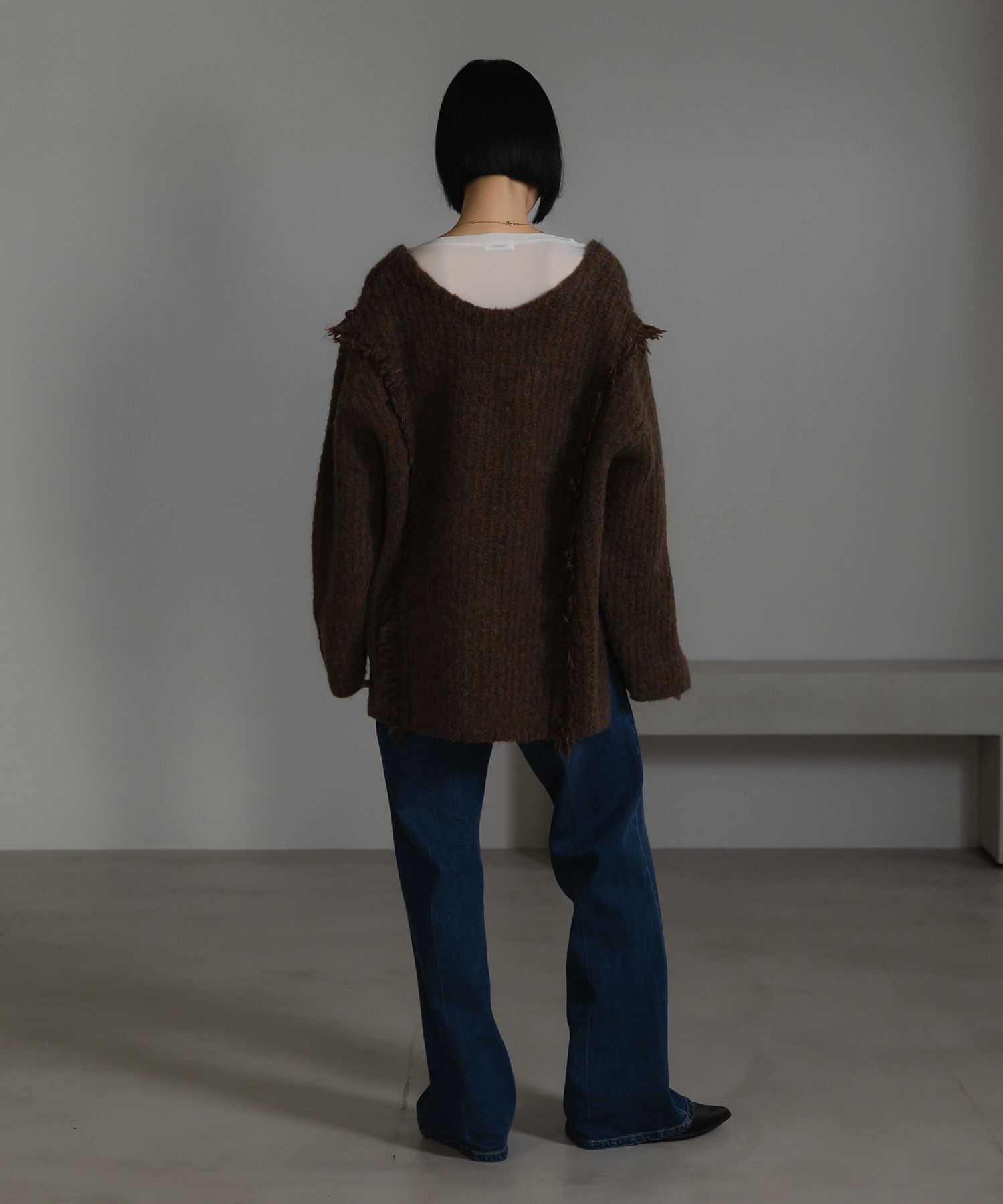 LOWRYS FARM「2WAYフリンジメランジLS」|ニット・セーター|