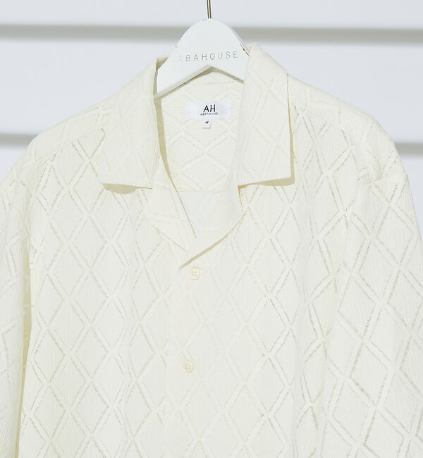 ABAHOUSE「【AH ABAHOUSE】ダイヤ柄 シアーストレッチ 半袖シャツ」|シャツ・ブラウス|