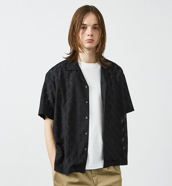 ABAHOUSE「【AH ABAHOUSE】ダイヤ柄 シアーストレッチ 半袖シャツ」|シャツ・ブラウス|