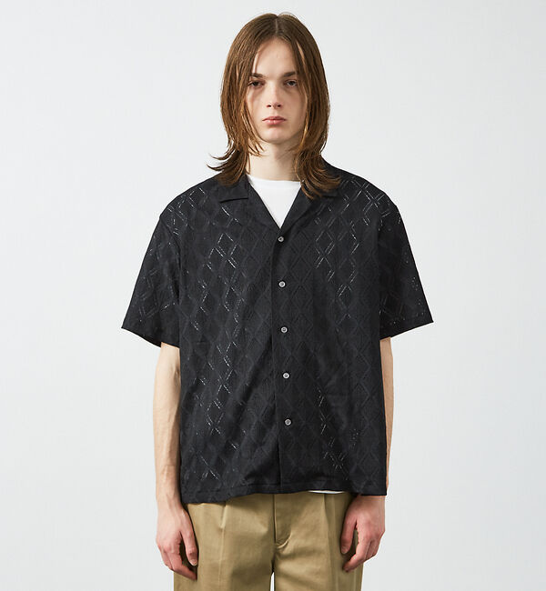 ABAHOUSE「【AH ABAHOUSE】ダイヤ柄 シアーストレッチ 半袖シャツ」|シャツ・ブラウス|