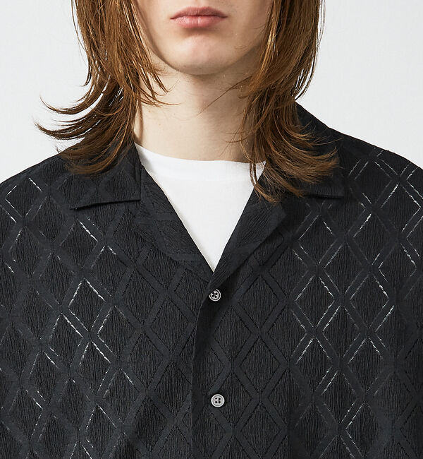 ABAHOUSE「【AH ABAHOUSE】ダイヤ柄 シアーストレッチ 半袖シャツ」|シャツ・ブラウス|