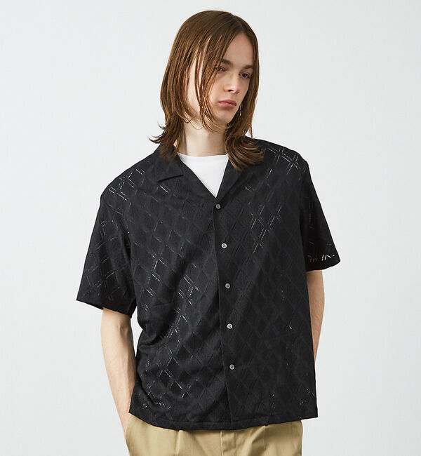ABAHOUSE「【AH ABAHOUSE】ダイヤ柄 シアーストレッチ 半袖シャツ」|シャツ・ブラウス|