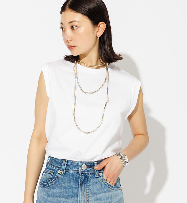 Rouge vif「【JEMORGAN/ジェーイーモーガン】クルーネックノースリーブカットソー/天竺」|Tシャツ・カットソー|