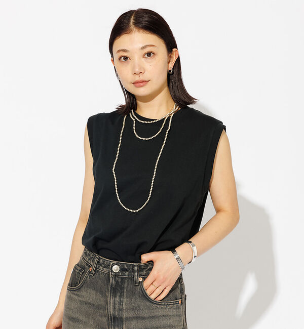 Rouge vif「【JEMORGAN/ジェーイーモーガン】クルーネックノースリーブカットソー/天竺」|Tシャツ・カットソー|ブラック