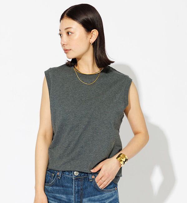 Rouge vif「【JEMORGAN/ジェーイーモーガン】クルーネックノースリーブカットソー/天竺」|Tシャツ・カットソー|