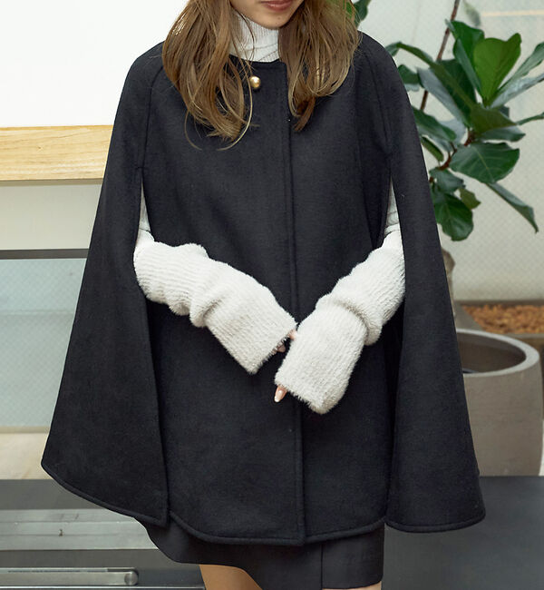 Rouge vif「【一部店舗限定】ウール混マント　ケープ」|その他|ブラック