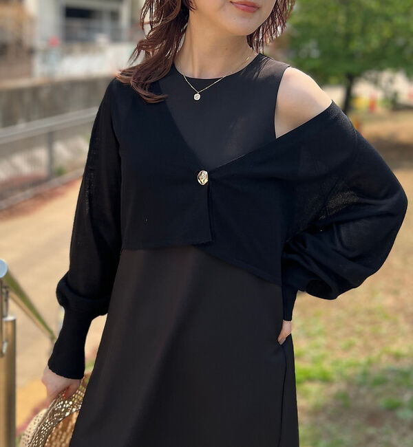 Rouge vif「【一部店舗限定】【2点セット】シアーショートカーディガン&times;ノースリーブワンピセッ」|ワンピース|