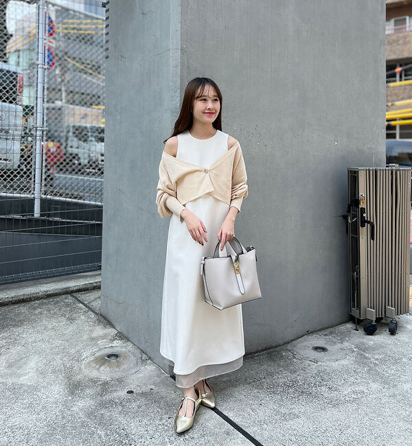 Rouge vif「【一部店舗限定】【2点セット】シアーショートカーディガン&times;ノースリーブワンピセッ」|ワンピース|