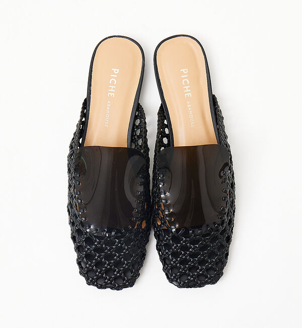 AU BANNISTER「《メッシュ&times;クリア》コンビフラットミュールサンダル」|サンダル|