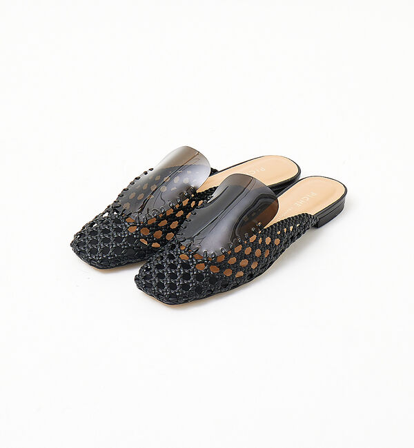 AU BANNISTER「《メッシュ&times;クリア》コンビフラットミュールサンダル」|サンダル|