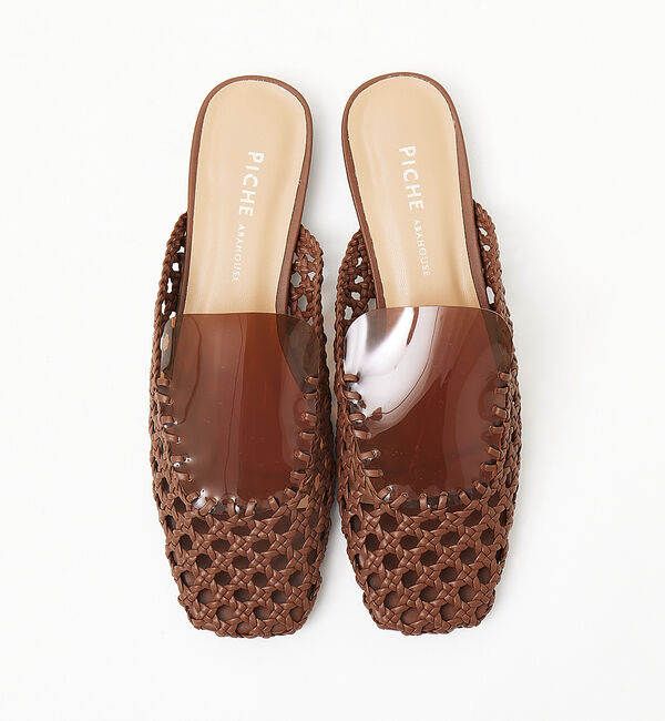 AU BANNISTER「《メッシュ&times;クリア》コンビフラットミュールサンダル」|サンダル|